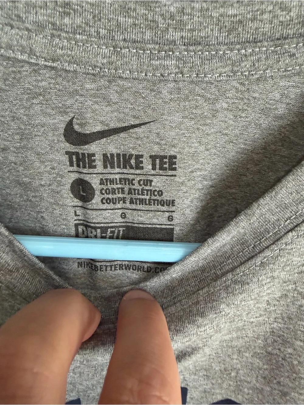 Nike Gray Michigan Football Short Sleeve Tee with Navy & Maize Logo